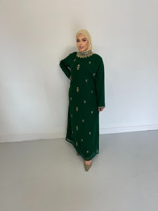 Mena Kaftan Dress - Green and Gold