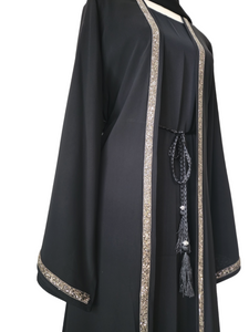 Diamante'  Lux Abaya Set - Black (3 piece Set)