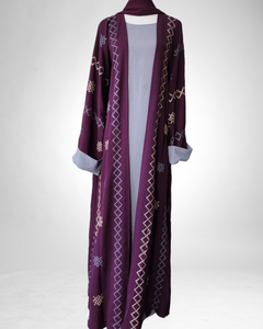 Nabeela Qatar Abaya Set- Burgundy