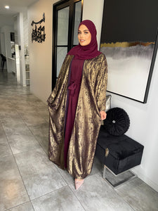 Shimmer Abaya Set - Burgundy