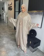 Load image into Gallery viewer, Shimmer Abaya set  - Beige Gold