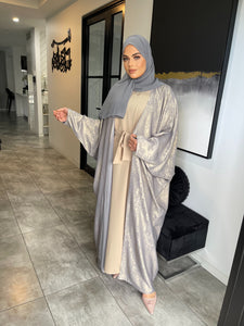 Shimmer Abaya set  - Grey