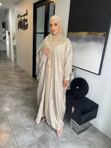 Shimmer Abaya set  - Beige Gold