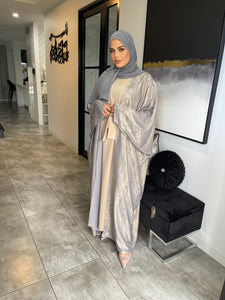 Shimmer Abaya set  - Grey