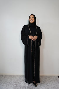 Diamante'  Lux Abaya Set - Black (3 piece Set)