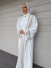 Load image into Gallery viewer, Maha Qatar Embroidered Abaya- Off White