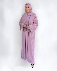 Diamante'  Lux Abaya Set - Dusty Pink (3 piece Set)