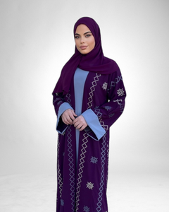 Nabeela Qatar Abaya Set- Burgundy