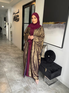 Shimmer Abaya Set - Burgundy