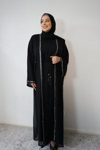 Diamante'  Lux Abaya Set - Black (3 piece Set)