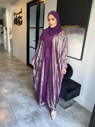 Shimmer Abaya set  - Mauve