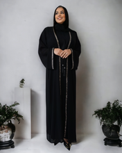 Load image into Gallery viewer, Diamante&#39;  Lux Abaya Set - Black (3 piece Set)