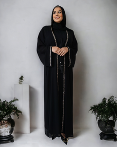 Diamante'  Lux Abaya Set - Black (3 piece Set)