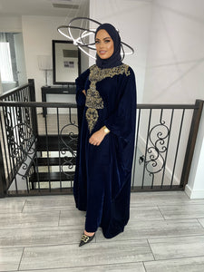 Esra Velvet Kaftan -Navy