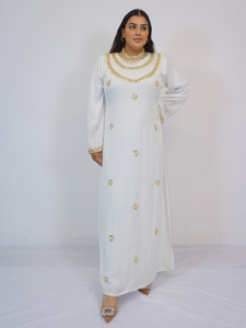 Mehr Kaftan Dress - White and Gold