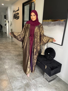 Shimmer Abaya Set - Burgundy