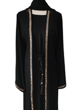 Load image into Gallery viewer, Diamante&#39;  Lux Abaya Set - Black (3 piece Set)