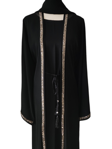 Diamante'  Lux Abaya Set - Black (3 piece Set)