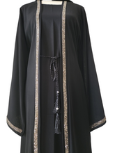 Load image into Gallery viewer, Diamante&#39;  Lux Abaya Set - Black (3 piece Set)