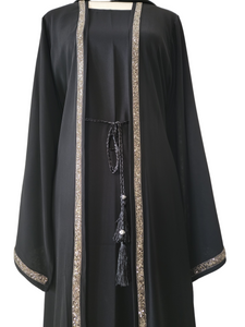 Diamante'  Lux Abaya Set - Black (3 piece Set)