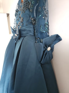 Teal Silk Princess Gown/ Frock