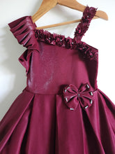 Load image into Gallery viewer, Maroon off-shoulder dress/ Frock