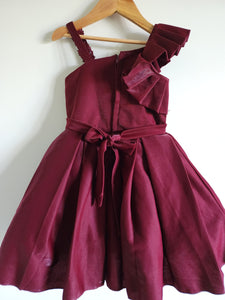 Maroon off-shoulder dress/ Frock