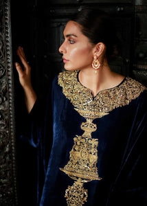 Esra Velvet Kaftan -Navy