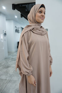 Prayer /Umrah Abaya with attatched shawl-U.A.E - Nude