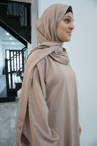 Prayer /Umrah Abaya with attatched shawl-U.A.E - Nude