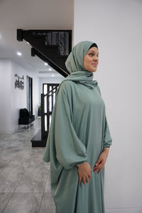 Prayer Abaya with attatched shawl-U.A.E - Jade Green