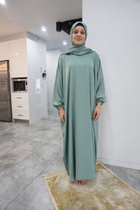 Prayer Abaya with attatched shawl-U.A.E - Jade Green