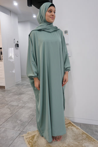 Prayer Abaya with attatched shawl-U.A.E - Jade Green