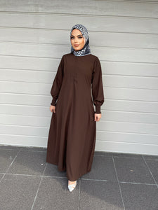 Merna Basic Abaya- Dark Brown