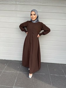 Merna Basic Abaya- Dark Brown