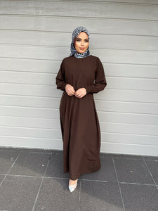 Merna Basic Abaya- Dark Brown