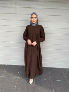 Merna Basic Abaya- Dark Brown