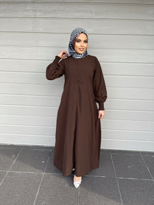 Merna Basic Abaya- Dark Brown