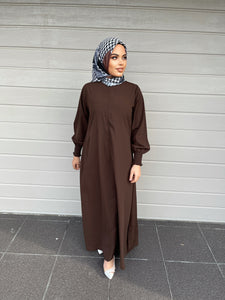 Merna Basic Abaya- Dark Brown