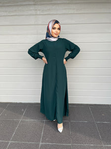 Merna Basic Abaya- Dark Green