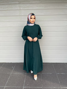 Merna Basic Abaya- Dark Green