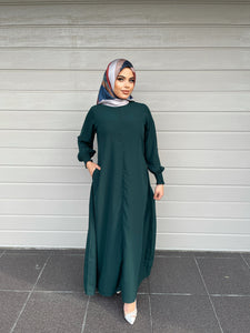 Merna Basic Abaya- Dark Green