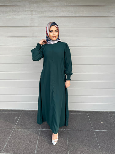 Merna Basic Abaya- Dark Green