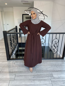 Nella Abaya Set - Cinnamon Brown