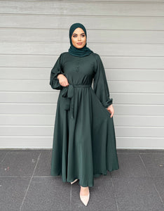 Demi Lux Abaya Dress with buttons  - Henna Green