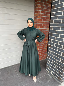 Demi Lux Abaya Dress with buttons  - Henna Green