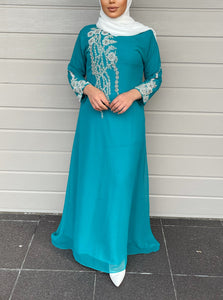 Tara Kaftan Dress - Turquoise Blue