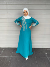 Load image into Gallery viewer, Tara Kaftan Dress - Turquoise Blue