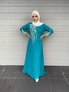 Tara Kaftan Dress - Turquoise Blue