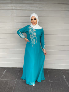 Tara Kaftan Dress - Turquoise Blue